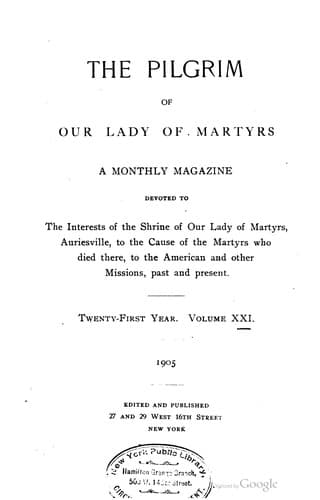 Shrine of Our Lady of Martyrs, etc. · 1905